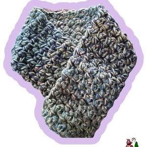 Handmade Crochet Scarf Variegated Blue Green